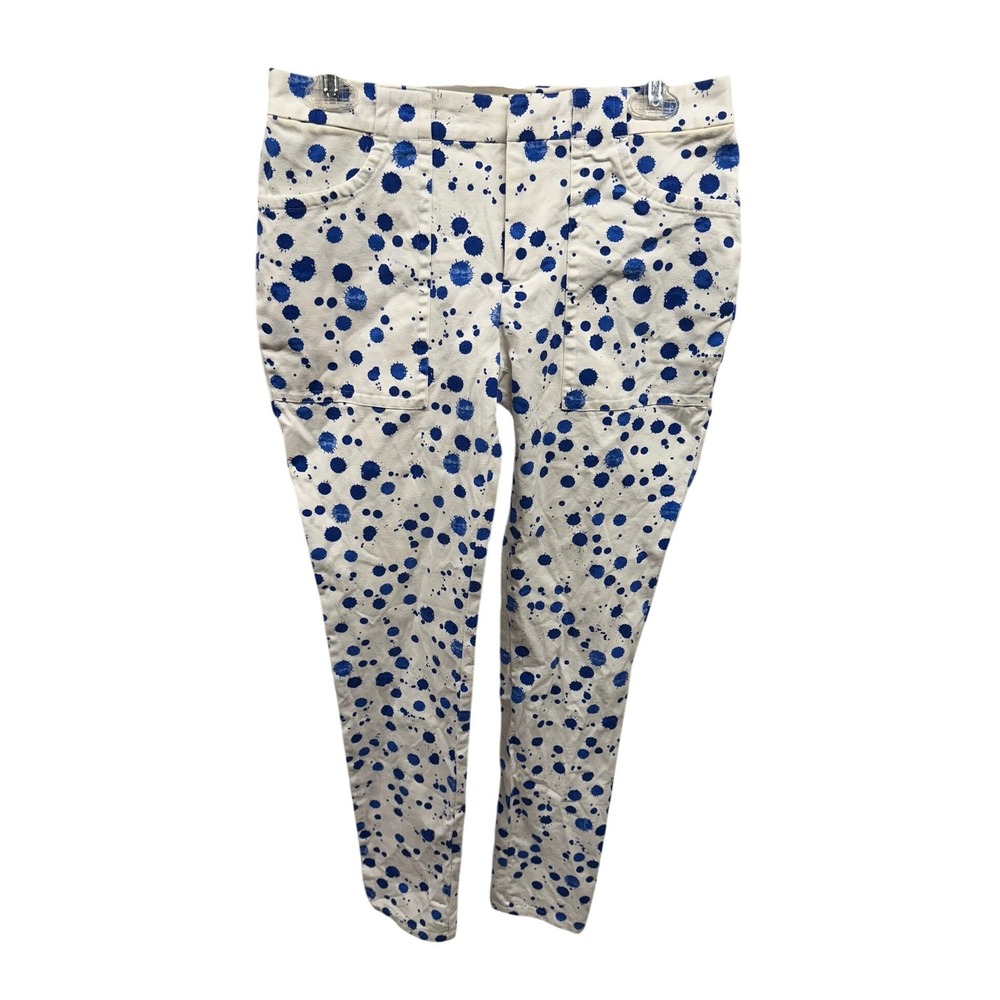 Kate Spade Women's White with Blue Paint Splatter Colorful Retro Jeans Sz 4